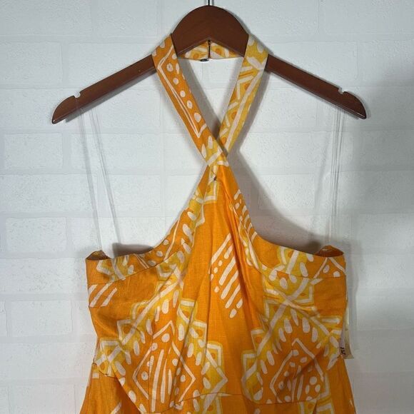 Rewind Womens Orange Diamond Print Halter Dress Size XXL - Picture 3 of 11